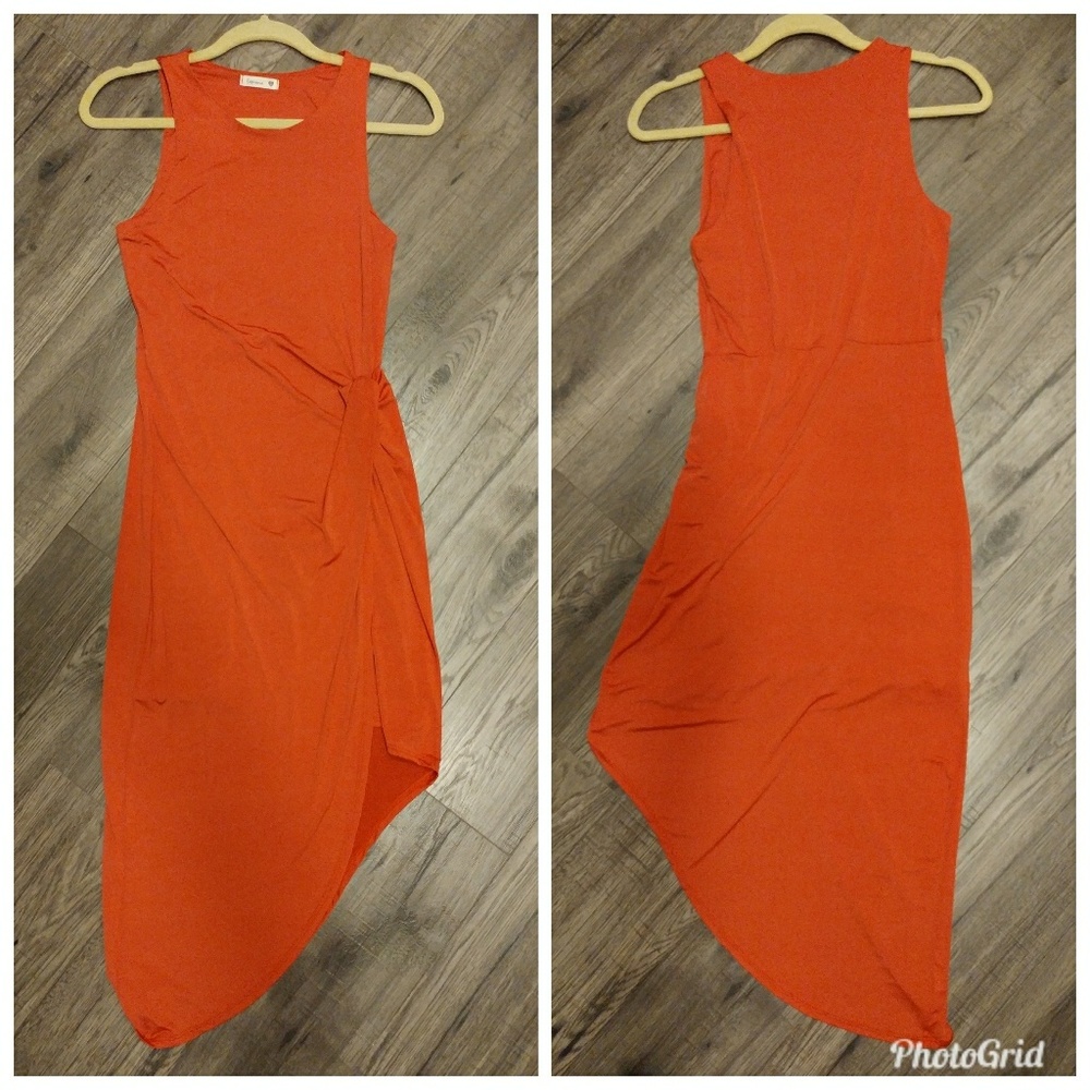 Red hot special occasion diagonal-hem dress